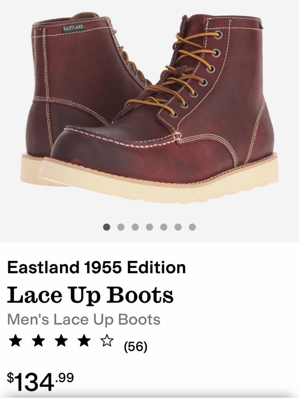 Eastland Men's Lace-Up Moc Toe Boots in Burgundy Brown